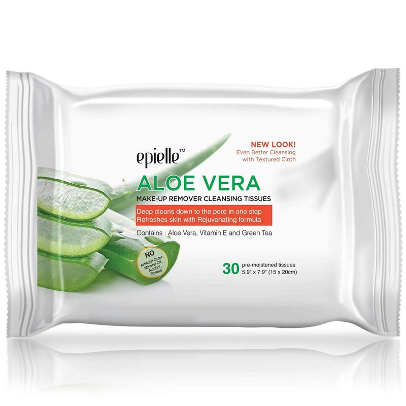 Epielle Makeup Remover Wipes, Remove Waterproof Mascara, Gentle Daily Facial Cleanser Towelettes with Collagen, Tea Tree & Aloe Vera, Stocking Stuffers, 30 Count (Pack of 6) - Image 5